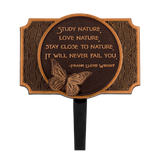 Frank Lloyd Wright Study Nature Garden Plaque with Butterfly Ornament, Cast Aluminum Yard Sign Garden Décor, Made in USA