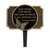 Frank Lloyd Wright Study Nature Garden Plaque with Butterfly Ornament, Cast Aluminum Yard Sign Garden Décor, Made in USA