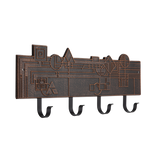 Frank Lloyd Wright December Gifts 4-Hook Plaque, Cast Aluminum Wall Coat Rack, Entryway Key Holder Organizer, Made in USA