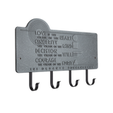 Frank Lloyd Wright Organic Commandments 4-Hook Plaque, Cast Aluminum Wall Key Holder Rack, Entryway Organizer with Hooks, Made in USA
