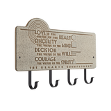 Frank Lloyd Wright Organic Commandments 4-Hook Plaque, Cast Aluminum Wall Key Holder Rack, Entryway Organizer with Hooks, Made in USA