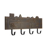 Frank Lloyd Wright December Gifts 4-Hook Plaque, Cast Aluminum Wall Coat Rack, Entryway Key Holder Organizer, Made in USA