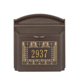 Whitehall Locking Wall Mailbox with Frank Lloyd Wright Coonley Personalized Plaque, Secure Mailbox with Custom Address Numbers, Outdoor Wall Mount Mailbox