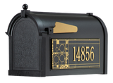 Whitehall Frank Lloyd Wright Coonley Capitol Mailbox Package, Personalized Mailbox with Custom Side Plaques, Cast Aluminum Address Numbers, Outdoor Mailbox System