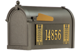 Whitehall Frank Lloyd Wright Coonley Capitol Mailbox Package, Personalized Mailbox with Custom Side Plaques, Cast Aluminum Address Numbers, Outdoor Mailbox System