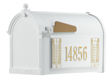 Whitehall Frank Lloyd Wright Coonley Capitol Mailbox Package, Personalized Mailbox with Custom Side Plaques, Cast Aluminum Address Numbers, Outdoor Mailbox System