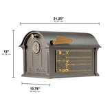 Whitehall Frank Lloyd Wright Coonley Balmoral Mailbox, Personalized Mailbox with Door Medallion, Cast Aluminum Plaques, Outdoor Mailbox, Made in USA