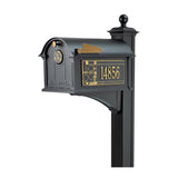 Whitehall Frank Lloyd Wright Balmoral Mailbox & Post Package with Personalized Side Plates, Monogram, Bracket & Finial, Cast Aluminum Decorative Mailbox, Post Mount
