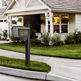 Whitehall Frank Lloyd Wright Balmoral Mailbox & Post Package with Personalized Side Plates, Monogram, Bracket & Finial, Cast Aluminum Decorative Mailbox, Post Mount