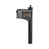 Whitehall Frank Lloyd Wright Balmoral Mailbox & Post Package with Personalized Side Plates, Monogram, Bracket & Finial, Cast Aluminum Decorative Mailbox, Post Mount