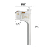 Whitehall Frank Lloyd Wright Balmoral Mailbox & Post Package with Personalized Side Plates, Monogram, Bracket & Finial, Cast Aluminum Decorative Mailbox, Post Mount