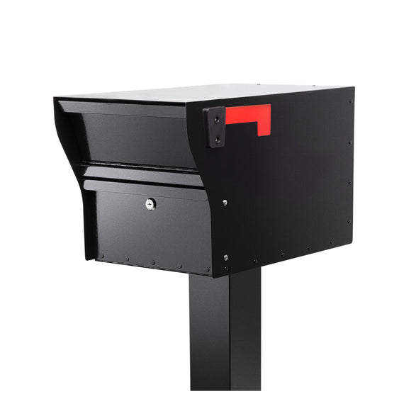 MailVault Modern Square Locking Mailbox with Post – Secure Steel Mailbox with Aluminum Post, Weather-Resistant, Includes Assembly Hardware and Instructions