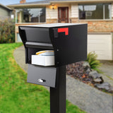 MailVault Modern Square Locking Mailbox with Post – Secure Steel Mailbox with Aluminum Post, Weather-Resistant, Includes Assembly Hardware and Instructions