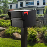 MailVault Modern Square Locking Mailbox with Post – Secure Steel Mailbox with Aluminum Post, Weather-Resistant, Includes Assembly Hardware and Instructions