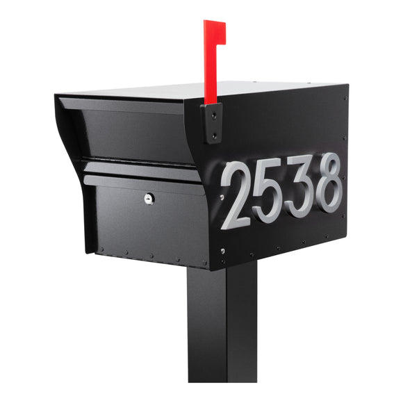 MailVault Locking Mailbox with Standard Post – Durable Steel Mailbox with Aluminum Post, Modern Square Design, Weather-Resistant, Secure Lockable Mailbox for Home or Business
