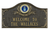 Personalized Service Medallion Plaque.  Made in the USA. Display a personalized message or your address and street name. Custom house sign. Wall mounted plaque