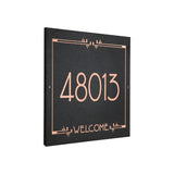 Frank Lloyd Wright Eagle Feather Welcome Granite Address Plaque, Personalized House Numbers Sign, 12 x 12 Inch Wall Mount, Black Granite, Made in USA