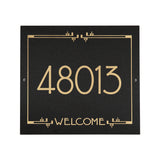 Frank Lloyd Wright Eagle Feather Welcome Granite Address Plaque, Personalized House Numbers Sign, 12 x 12 Inch Wall Mount, Black Granite, Made in USA