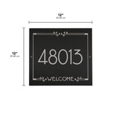 Frank Lloyd Wright Eagle Feather Welcome Granite Address Plaque, Personalized House Numbers Sign, 12 x 12 Inch Wall Mount, Black Granite, Made in USA