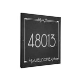 Frank Lloyd Wright Eagle Feather Welcome Granite Address Plaque, Personalized House Numbers Sign, 12 x 12 Inch Wall Mount, Black Granite, Made in USA