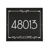 Frank Lloyd Wright Eagle Feather Welcome Granite Address Plaque, Personalized House Numbers Sign, 12 x 12 Inch Wall Mount, Black Granite, Made in USA