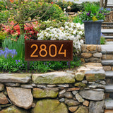 Personalized Cast Metal Address plaque - The Extra Large, Modern, Double-Line Lawn Sgn. Made in the USA. BEWARE OF IMPORT IMITATIONS. Display your address and street name. Custom house number sign. Measures - 22.37" x 9.6" x .325"