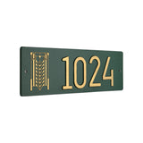 Frank Lloyd Wright Tree of Life Abstract Modern Personalized Address Plaque, Cast Aluminum House Numbers Sign, Red/Gold, Wall Mounted Outdoor Address Sign, Made in USA