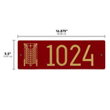 Frank Lloyd Wright Tree of Life Abstract Modern Personalized Address Plaque, Cast Aluminum House Numbers Sign, Red/Gold, Wall Mounted Outdoor Address Sign, Made in USA