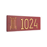 Frank Lloyd Wright Tree of Life Abstract Modern Personalized Address Plaque, Cast Aluminum House Numbers Sign, Red/Gold, Wall Mounted Outdoor Address Sign, Made in USA
