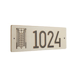 Frank Lloyd Wright Tree of Life Abstract Modern Personalized Address Plaque, Cast Aluminum House Numbers Sign, Red/Gold, Wall Mounted Outdoor Address Sign, Made in USA