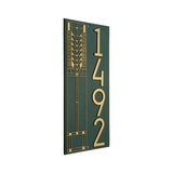 Frank Lloyd Wright Tree of Life Modern Vertical Personalized Address Plaque, Cast Aluminum House Numbers Sign, Black/Gold, Outdoor Wall Mounted Vertical Address Sign, Made in USA