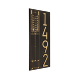 Frank Lloyd Wright Tree of Life Modern Vertical Personalized Address Plaque, Cast Aluminum House Numbers Sign, Black/Gold, Outdoor Wall Mounted Vertical Address Sign, Made in USA