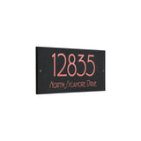 Frank Lloyd Wright Eagle Feather Granite Address Plaque, Personalized 2-Line House Numbers Sign, 12 x 6 Inch Wall Mount, Black Granite, Made in USA