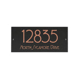 Frank Lloyd Wright Eagle Feather Granite Address Plaque, Personalized 2-Line House Numbers Sign, 12 x 6 Inch Wall Mount, Black Granite, Made in USA