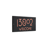 Frank Lloyd Wright Exhibition Welcome Granite Address Plaque, Personalized House Numbers Sign, 12 x 6 Inch Wall Mount, Black Granite, Made in USA