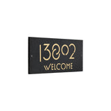 Frank Lloyd Wright Exhibition Welcome Granite Address Plaque, Personalized House Numbers Sign, 12 x 6 Inch Wall Mount, Black Granite, Made in USA