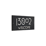 Frank Lloyd Wright Exhibition Welcome Granite Address Plaque, Personalized House Numbers Sign, 12 x 6 Inch Wall Mount, Black Granite, Made in USA