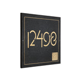 Frank Lloyd Wright Whirling Arrow Granite Address Plaque, Personalized House Numbers Sign, 12 x 12 Inch Wall Mount, Black Granite, Made in USA