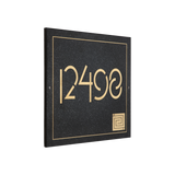 Frank Lloyd Wright Whirling Arrow Granite Address Plaque, Personalized House Numbers Sign, 12 x 12 Inch Wall Mount, Black Granite, Made in USA
