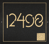 Frank Lloyd Wright Whirling Arrow Granite Address Plaque, Personalized House Numbers Sign, 12 x 12 Inch Wall Mount, Black Granite, Made in USA