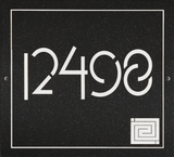 Frank Lloyd Wright Whirling Arrow Granite Address Plaque, Personalized House Numbers Sign, 12 x 12 Inch Wall Mount, Black Granite, Made in USA
