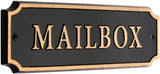Cut Corner “Mailbox” Plaque – Cast Aluminum Metal Sign, Gold on Black, Weather-Resistant, 7.5" x 2", Made in USA