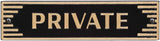 “Private” Door Plaque – Cast Aluminum Art Deco Sign – Gold on Black, 7.5” x 2” – Durable, Weather-Resistant, Easy to Mount – Made in USA