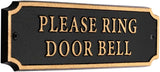 Cut Corner “Please Ring Doorbell” Sign - 7.5” x 2” Cast Aluminum Plaque, Gold on Black, Art Deco Style, Durable Metal Door Sign, Made in USA
