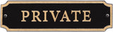 Private Sign – Cast Aluminum Cut Corner Plaque, Gold on Black, 7.5" x 2", Durable Weather-Resistant Metal Door or Gate Sign, Made in USA
