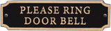 Cut Corner “Please Ring Doorbell” Sign - 7.5” x 2” Cast Aluminum Plaque, Gold on Black, Art Deco Style, Durable Metal Door Sign, Made in USA