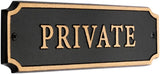 Private Sign – Cast Aluminum Cut Corner Plaque, Gold on Black, 7.5" x 2", Durable Weather-Resistant Metal Door or Gate Sign, Made in USA