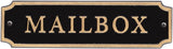 Cut Corner “Mailbox” Plaque – Cast Aluminum Metal Sign, Gold on Black, Weather-Resistant, 7.5" x 2", Made in USA