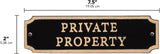 “Private Property” Plaque – Cut Corner Art Deco Style Sign, Gold on Black, 7.5" x 2", Durable Weather-Resistant Door or Gate Sign, Made in USA