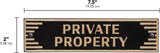 Private Property Sign – Art Deco Cast Aluminum Door Plaque, 7.5” x 2”, Gold on Black, Durable Metal Door or Gate Sign, Made in USA